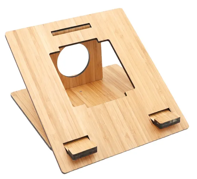 Soporte creativo de madera para ordenador portátil de Amazon, soporte plegable ajustable para ordenador MacBook de madera para escritorio portátil universal