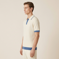 Polo en maille pour homme OEM, col polo, manches courtes, mélange viscose et nylon, bordure contrastée