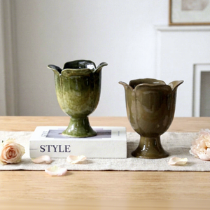 Jarrón de Cerámica Creativo Personalizado de Estilo Nórdico Moderno y Ecológico, con Forma Especial y Base Alta, para Arreglos Florales Secos en 3D - Product Image 4