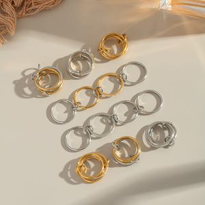 X&amp;L Stainless Steel Minimalism <strong>Stack</strong> <strong>Ring</strong> 18K Gold Color Finger Accessories Multi Pieces Interlocking Spinelli <strong>Ring</strong> - Product Image 3