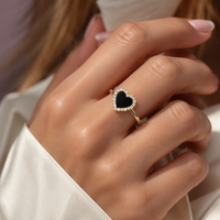 Bague Cœur en Pierre Précieuse Kirin, Pierre de Naissance, Plaqué Or 18 carats, Anti-ternissement, Argent 925, Bijoux Émaillés OEM ODM