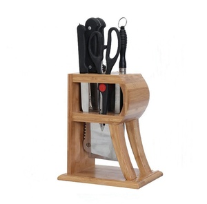 Universal Wooden Knife Holder Functional Bamboo Knife Block Stand Knives Storage Box Organizer Accessories Tool