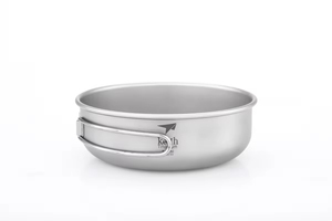 Bol de camping compact en titane pur de qualité supérieure, 500 ml, à paroi simple, avec poignée pliable, design ultraléger et portable, pour la randonnée et le backpacking - Product Image 3