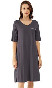 Camisones <span class=keywords><strong>de</strong></span> Viscosa <span class=keywords><strong>de</strong></span> Bambú RTS para Mujer, Camiseta <span class=keywords><strong>de</strong></span> Dormir <span class=keywords><strong>de</strong></span> Manga Corta, Camisón con Cuello en V, Ropa <span class=keywords><strong>de</strong></span> Dormir <span class=keywords><strong>de</strong></span> Talla Grande - Product Image 6