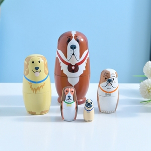 HOYE <strong>CRAFTS</strong> Wooden Stacking Toy Bear Doll Toy Russian Nesting Dolls with Different Animal <strong>Patterns</strong> - Product Image 4