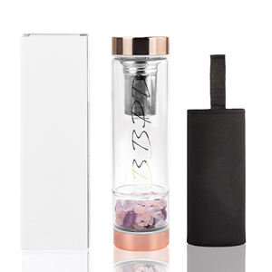 Bouteilles d'eau en verre avec logo personnalisé en élixir de cristal de quartz rose, cadeaux de fête des mères, cadeaux de mariage pour les invités - Product Image 6