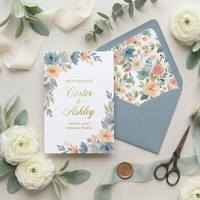 Ensemble de cartes d'invitation de mariage de luxe personnalisées avec dorure à chaud, cartes minimalistes « Save the Date », enveloppes doublées de dorure à chaud, papier cartonné artistique