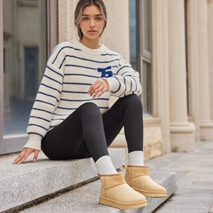 Bottines à enfiler en <span class=keywords><strong>daim</strong></span> doublées de fausse fourrure - Bottes d'hiver à plateforme pour <span class=keywords><strong>femme</strong></span> pour un confort intérieur/extérieur et la neige (ODM/OEM disponible) - Product Image 5