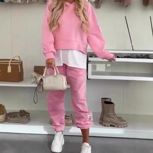 Nuevo Conjunto Deportivo Informal con Capucha de Color Sólido para <span class=keywords><strong>Mujer</strong></span> - Product Image 1