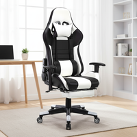 Chaise de jeu pour ordinateur de style racer en cuir et tissu abordable ALINUNU pour les joueurs d'ordinateur avec roulettes
