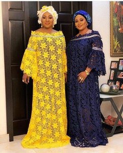 <span class=keywords><strong>Robe</strong></span> longue traditionnelle africaine pour femmes, à manches longues, en dentelle, pour mariage et fête, tenue Abaya musulmane, robes africaines - Product Image 1