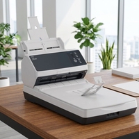Scanner de documents combiné FI-8270 A4 ADF à plat 70ppm 140ipm Recto-verso 600dpi Double CIS USB 3.2 Gigabit Ethernet pour bureau