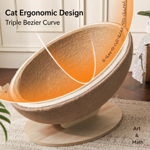 Ces lits à gratter pour chats en coquille d'œuf, en corde de chanvre, avec bol, et tapis à gratter durables pour chats d'intérieur - Product Image 2