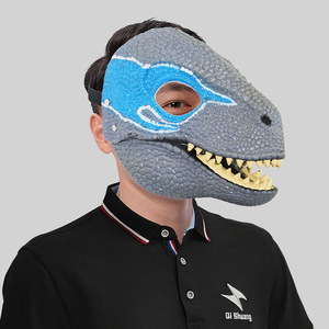 BAIGE Latex Dinosaur Headgear Máscara con boca abierta Mascarada divertida Animal Face Prop para fiesta de Halloween - Product Image 6