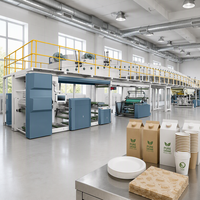 Machine de revêtement à base d'eau recyclable pour gobelets et bols en papier, certifiée CE, automatique, pneumatique, 2-8 couleurs, écologique, de remplacement