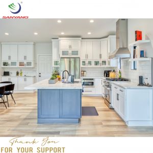 Armoire de cuisine à bas prix, meubles de maison modernes, armoire de rangement de cuisine complète de style shaker blanche avec îlot - Product Image 1