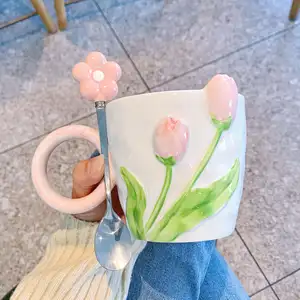 Nova moda porcelana vida 3D caneca cerâmica café caneca meninas presentes casal beber chá xícara