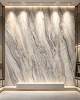 Carrelage mural de luxe aspect marbre brun Venise, corps blanc, 800x2600mm, haute brillance, veinage continu, pour villas, hôtels et salles de bain