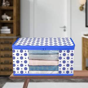 Bleu Polka Design Transparent Saree Sac De Rangement Ethnique Saree Pochette Travail Saree Couverture Pour Femmes Au Prix De Gros - Product Image 2