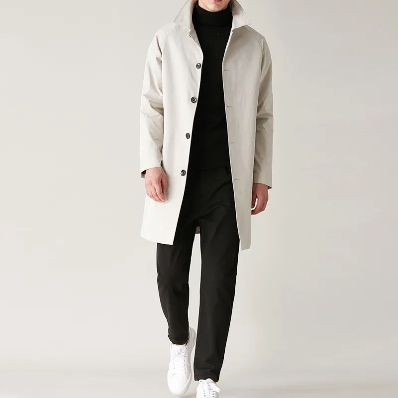 Hot Sale Single-breasted Long windbreaker jacket Customized fashion trench coat men