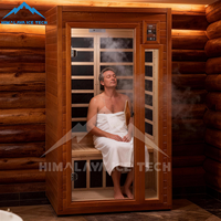 Sauna infrarouge lointain de luxe pour 1 personne - Faible EMF, bois de pruche, éclairage chromothérapie, prêt à l'emploi 120V pour spas et bien-être