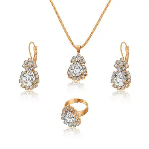 Colar e colar com strass de diamante, conjunto de joias para casamento da europa e da américa, com pedras de strass GJ-087