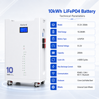 Sistema de Batería LFP de 10kWh con Monitoreo Inteligente WIFI, 51V 200Ah, Alta Eficiencia, 8000 Ciclos, Carcasa Industrial Reforzada y Apilable