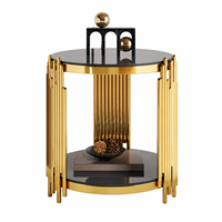 Table basse en verre de luxe moderne, table d'appoint ronde en acier inoxydable, mobilier minimaliste pour petit salon