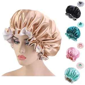 bonnets and satin hair wraps High Quality Double Layer Adjustable Sleeping Bonnets