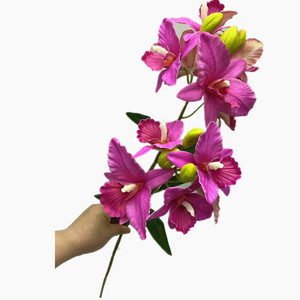 Plante d'orchidée Phalaenopsis artificielle faite à la main, 11 têtes, deux fourches, grand <span class=keywords><strong>cymbidium</strong></span> pour la fête des mères - Product Image 1