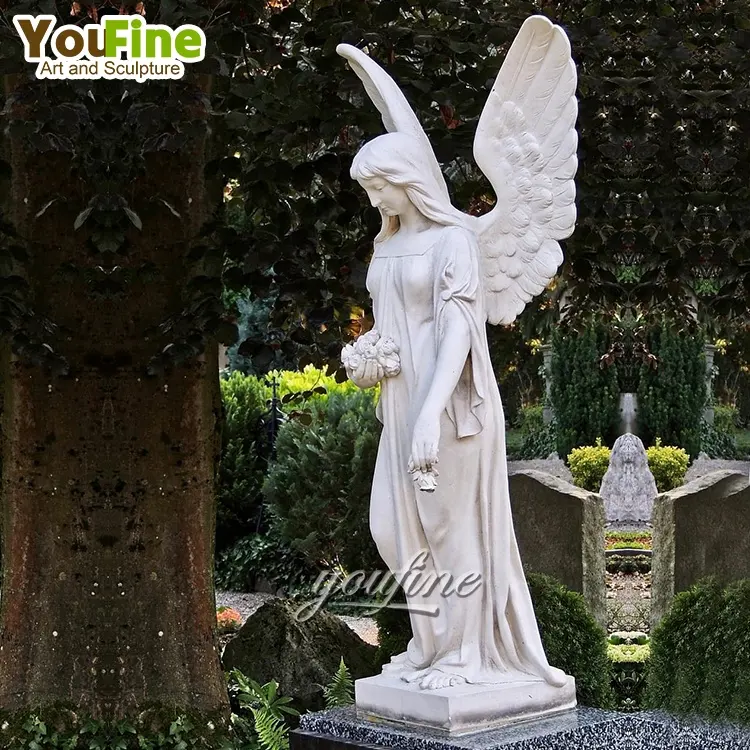 Natürliche marmor engel skulptur für die friedhof
