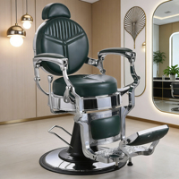 Fauteuil de barbier inclinable classique à cadre vert foncé pour salon de coiffure, mobilier antique, équipement personnalisable Meitao