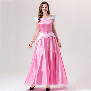 Ensemble de costume de robe de bal de princesse <span class=keywords><strong>classique</strong></span> (bleu et rose) - Robe de soirée féerique pour femme avec manches bouffantes pour Halloween, scène - Product Image 2