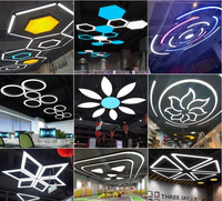 Luminaire suspendu linéaire LED de forme irrégulière personnalisée, lampe de plafond LED en forme de flocon de neige/hexagone pour salle de sport, hall, bureau, éclairage de projet