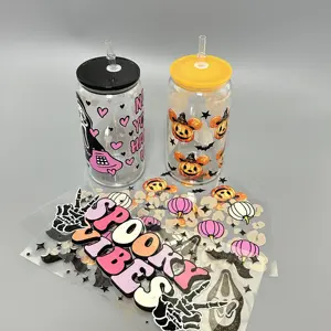 Ons Magazijn Klaar Om Op Maat Te Verzenden Afdrukken Waterdichte Labels Transfers Stickers Uv Dtf 16Oz Wraps Voor Glas Kan