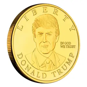 2024 Presidente De EE. UU. Chapado en oro Donald monedas conmemorativas Estatua de la libertad recuerdo regalo desafío moneda para hombres