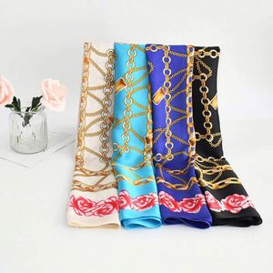 Nuevo Pañuelo Cuadrado de Seda de Poliéster con Estampado Digital de Hojas de Primavera, Estilo Lujoso y Retro, 70*70 cm, para Mujer - Product Image 5