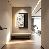 Art mural moderne de luxe à effet 3D, peinture décorative illuminée, motif papillon, décoration murale, décoration d'intérieur, entrée d'hôtel