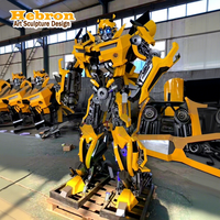 Statue de robot métallique réaliste de grande taille, 3 m de haut, pour centre commercial, spectacle VR, sur mesure, transformable
