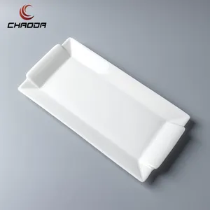 9/12/14/16 Inch Rectangle Solid White Ceramic Long Sushi Plates Restaurant Dinner Hotel Buffet Barbecue Roast Meat Steak Plate