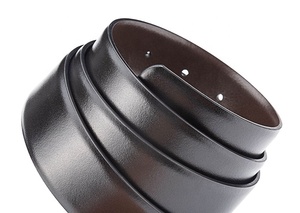 Sangle de <span class=keywords><strong>ceinture</strong></span> réversible en cuir véritable pour hommes en forme d'extrémité avec trous sans boucle - Product Image 6