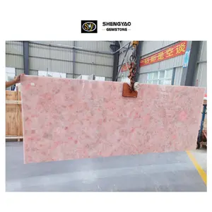 Brillante Rosa cristal de cuarzo rosa piedra de cocina/cocina Mesa encimera bañera de pared de piso Villa de lujo Decoración