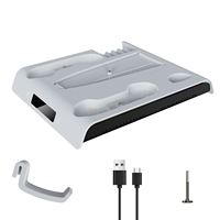 Base de refroidissement avec éclairage RGB, ventilateur de refroidissement filaire en plastique et support de charge pour manette pour Slim Pro