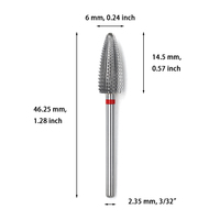 Broca de carburo de 2 vías Typhoon 6.0 F M C XC 2XC 3XC para uñas, fresa de carburo de corte recto tipo llama, para limas eléctricas de uñas para zurdos y diestros