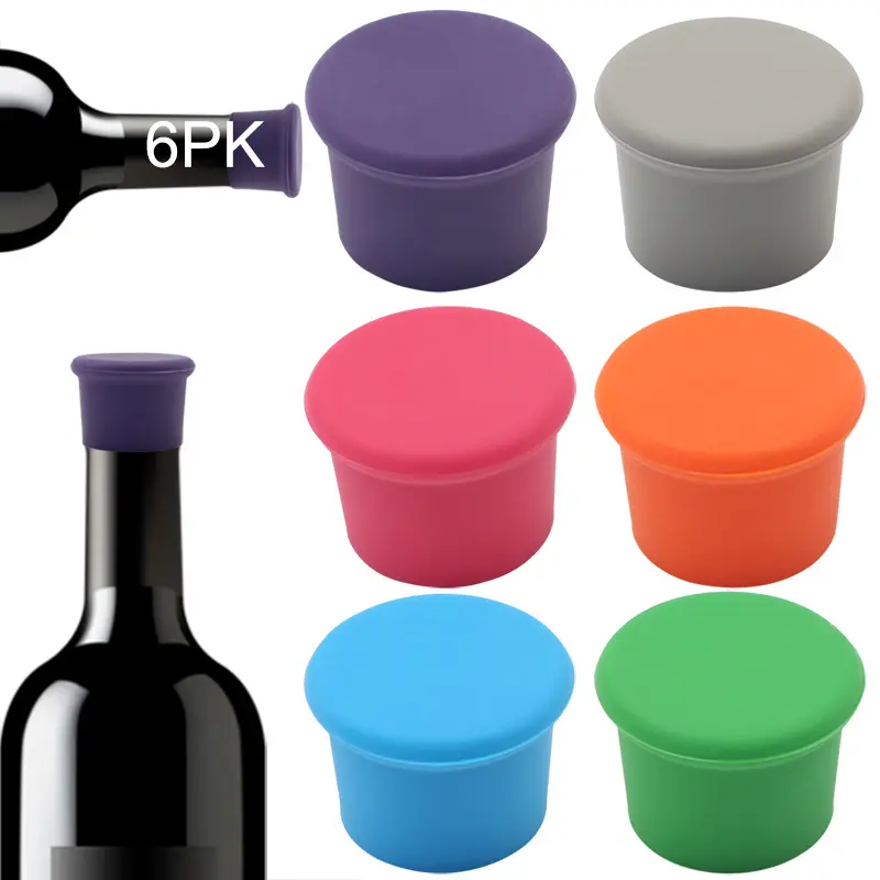 FDA cấp thực phẩm nhiều màu Silicone Wine Bottle nắp bảo quản rượu vang đỏ Stopper