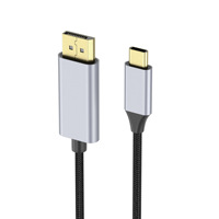 Cable USB-C a DP Macho-Macho 8K60Hz Ultra HD con Carcasa de Aluminio y Cubierta de Nylon/PVC para Computadora, Teléfono, Tablet, Monitor, Proyector