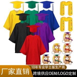 Ensemble de robe de graduation pour enfants, robe jaune avec bonnet et peluche pour séance photo de maternelle et école primaire - Product Image 2
