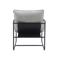Salon Chambre Lecture Coin Canapé Simple Chaise Gris Fauteuil Accent Chaise Métal Cadre Fauteuil