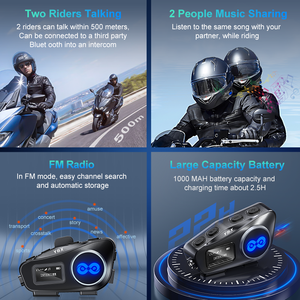 Y6X mükemmel kalite 4 kişi kask interkom kulaklık QCC 5.1 çip ile su geçirmez grup interkom 4 kişi Within1KM - Product Image 5