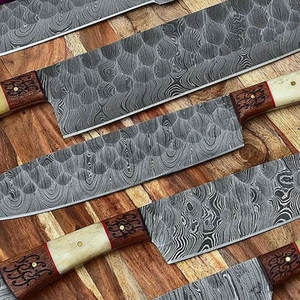 Juego de Cuchillos de Chef Profesionales de Acero de Damasco Hechos a Mano, Cuchillos de Cocina Profesionales, Cuchillos de Acero de Damasco Hechos a Mano Personalizados - Product Image 1